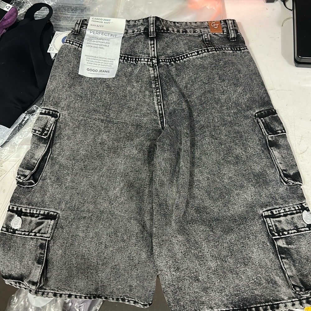 High Waist Wide Leg Cargo Junior‎ Jean Jorts Shorts Street Style Distressed Jean - Picture 7 of 10